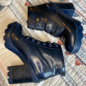 Navy pleather boot
